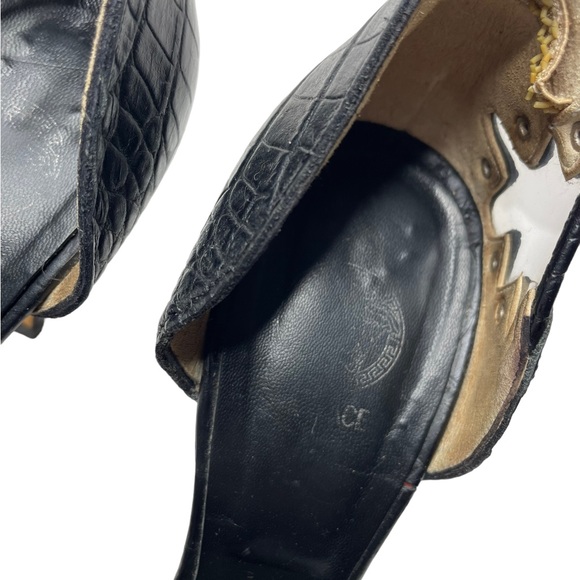 Versace | 90’s Vintage PVC & Croc Embossed Leather Studded Pumps 38.5 - Picture 5 of 9